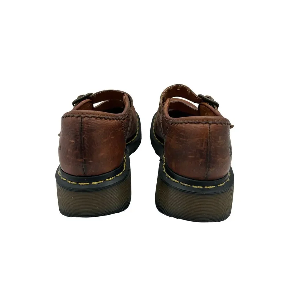 RARE Vtg Dr. Martens Women's 9Brown Leather Daisy Flower ShoesChunky Mary Jane - Picture 6 of 11
